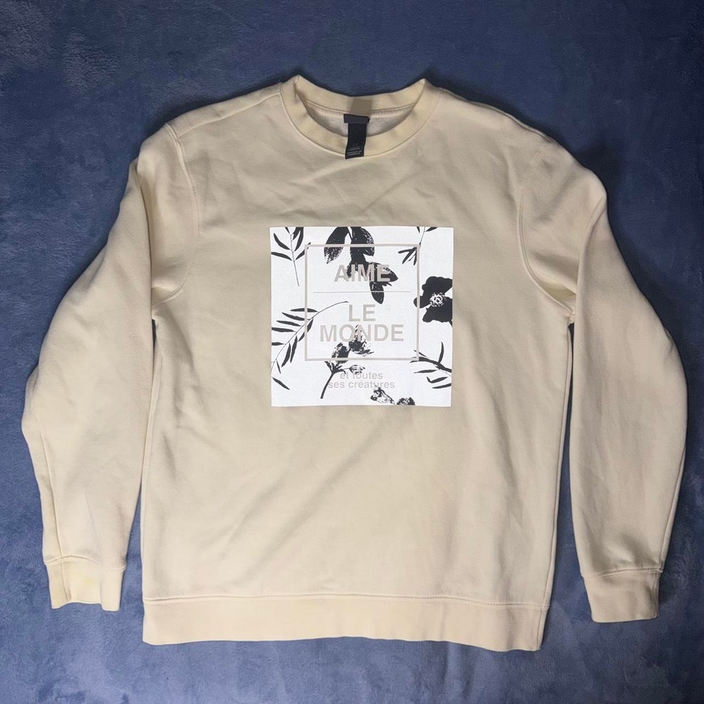 H&M Men's Cream and Grey Jumper